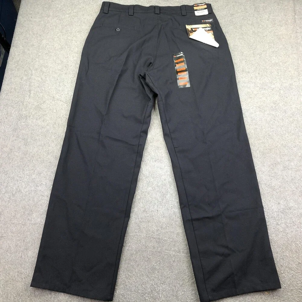 Wrangler Pants Mens 36x32 Black Canvas Chino Regular Straight Riggs Workwear